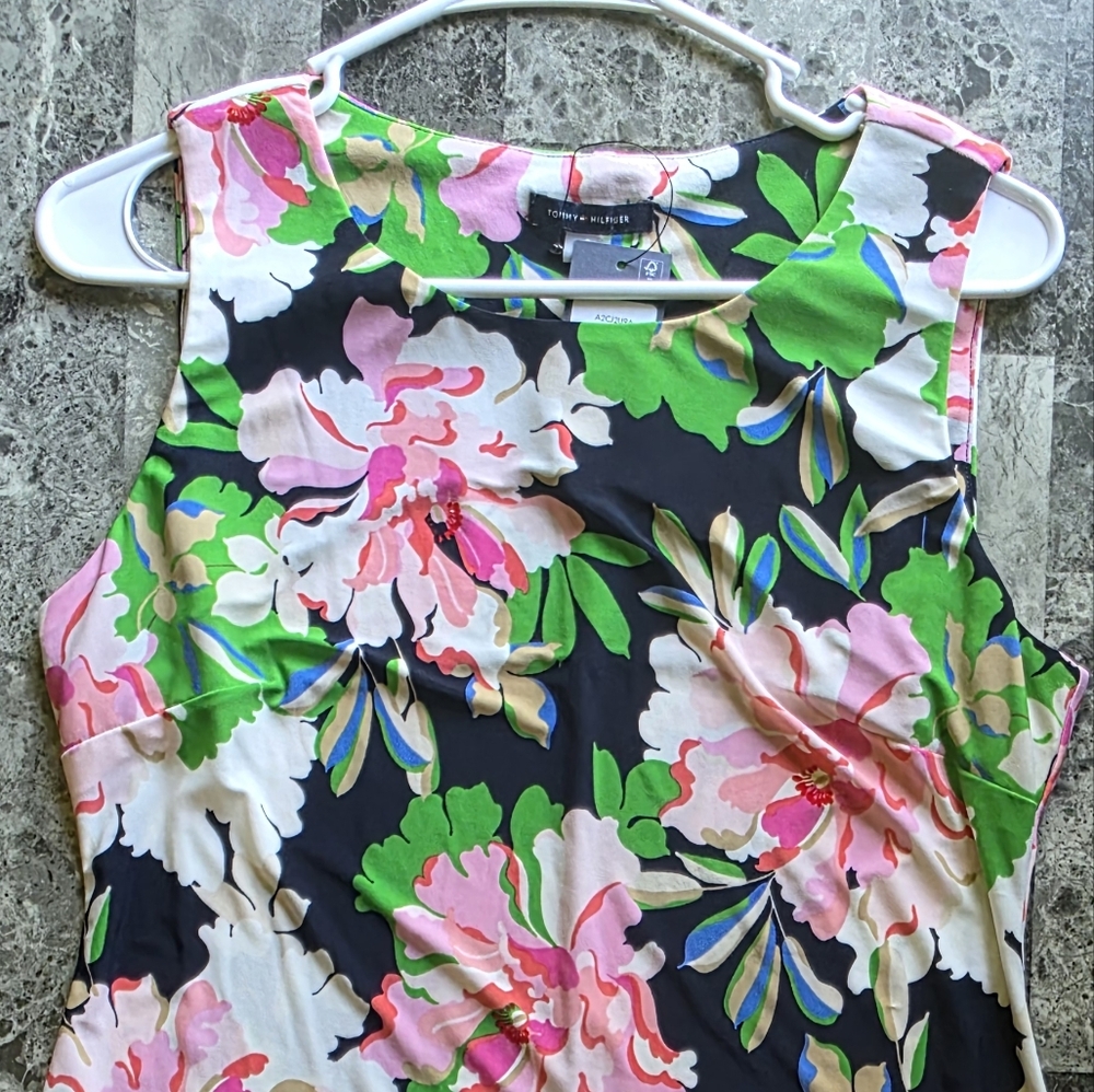 Tommy Hilfiger Pink and Green Floral Tank Dress